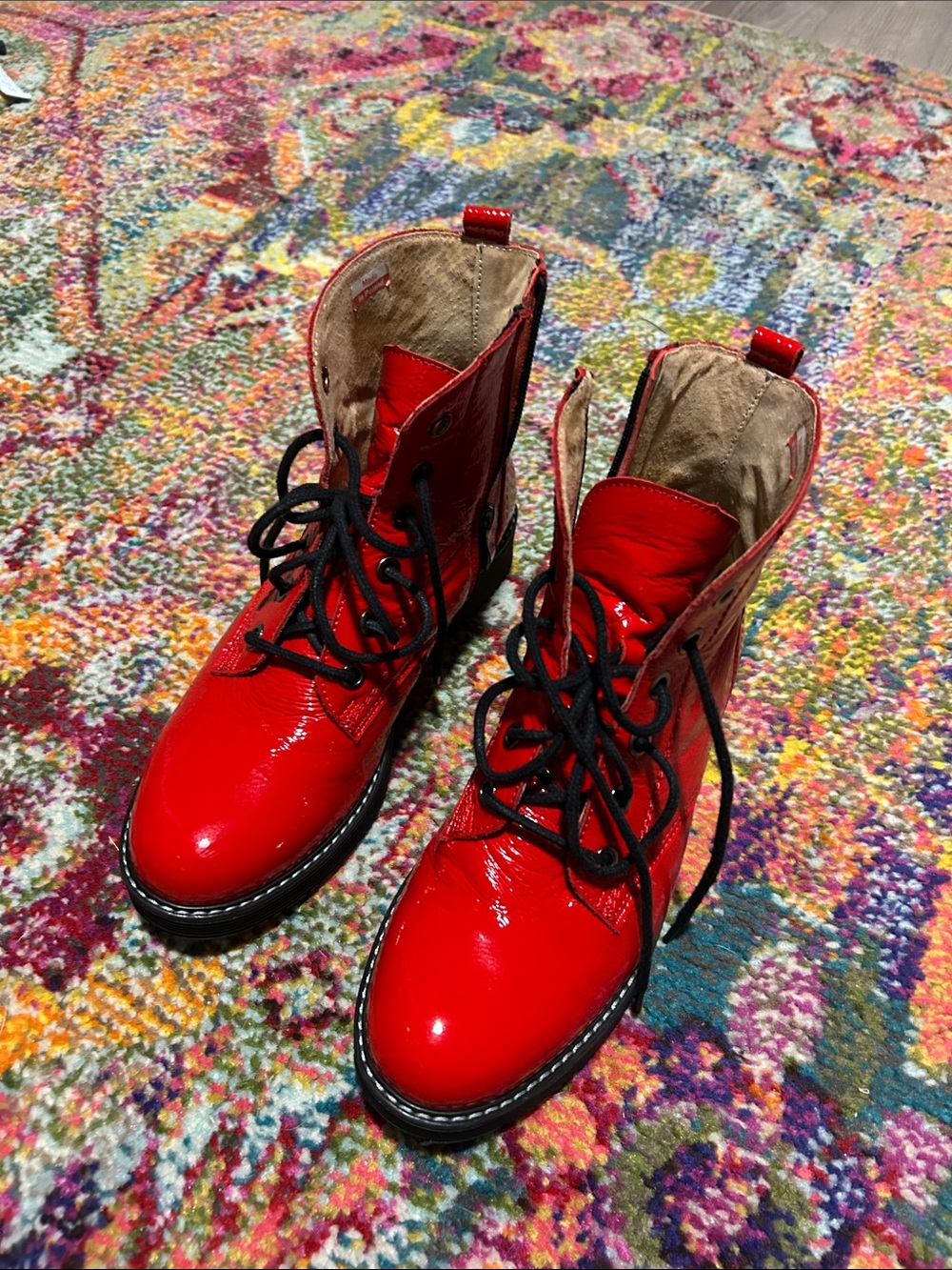 Red Lace-Up Women's Boots